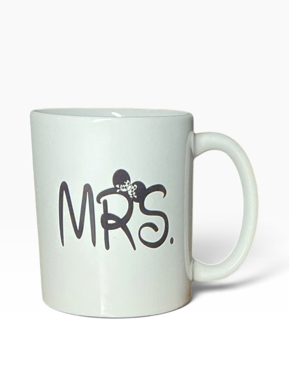 Mrs. Mug White Ceramic Coffee Cup Black Script Typography